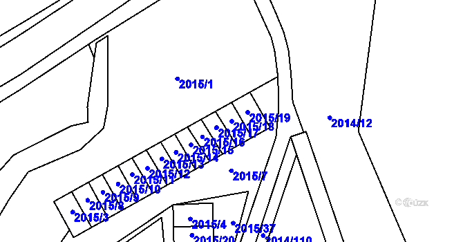 Parcela st. 2015/18 v KÚ Horní Litvínov, Katastrální mapa