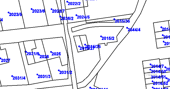 Parcela st. 2015/26 v KÚ Horní Litvínov, Katastrální mapa