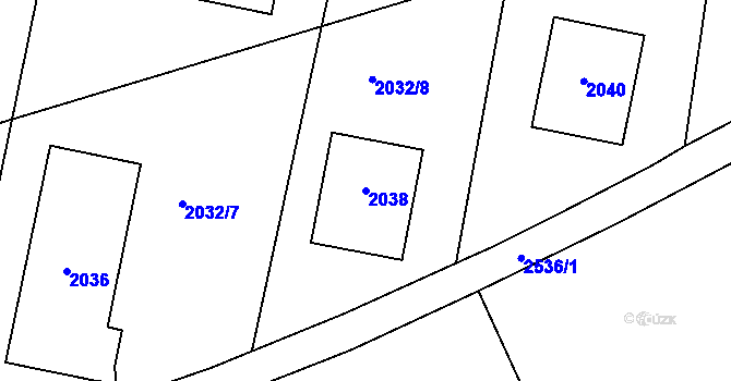 Parcela st. 2038 v KÚ Horní Litvínov, Katastrální mapa