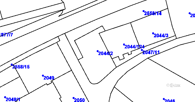 Parcela st. 2044/2 v KÚ Horní Litvínov, Katastrální mapa