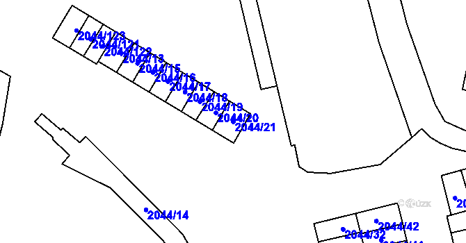Parcela st. 2044/21 v KÚ Horní Litvínov, Katastrální mapa