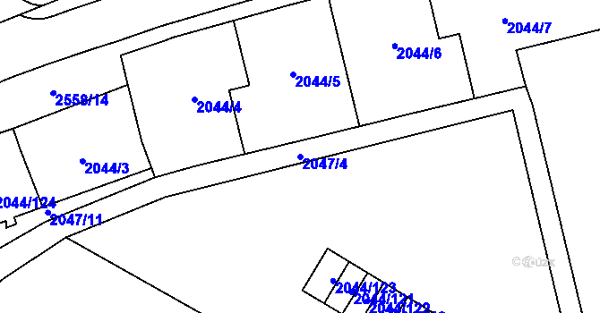 Parcela st. 2047/4 v KÚ Horní Litvínov, Katastrální mapa