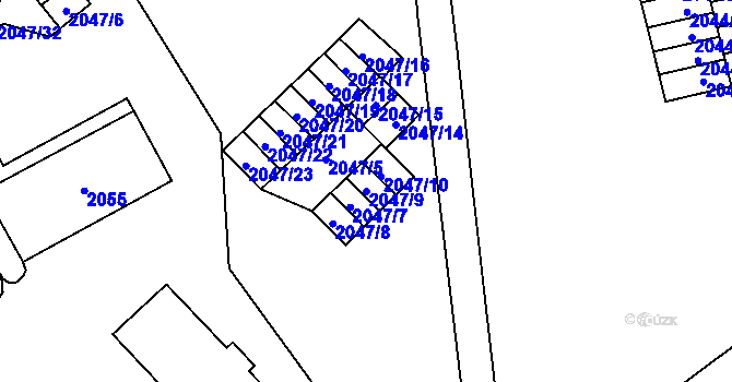 Parcela st. 2047/9 v KÚ Horní Litvínov, Katastrální mapa