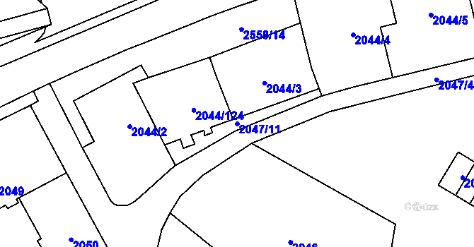 Parcela st. 2047/11 v KÚ Horní Litvínov, Katastrální mapa