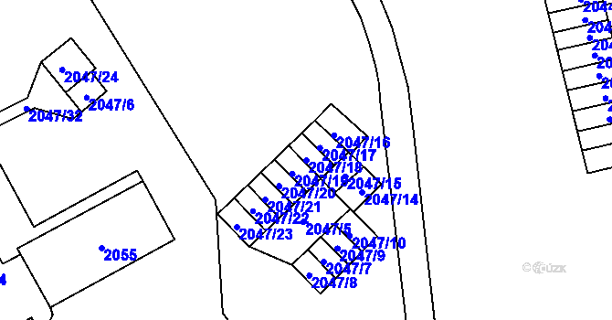 Parcela st. 2047/18 v KÚ Horní Litvínov, Katastrální mapa