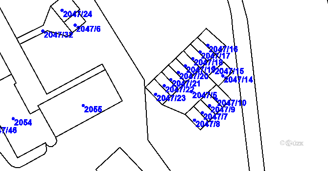 Parcela st. 2047/22 v KÚ Horní Litvínov, Katastrální mapa