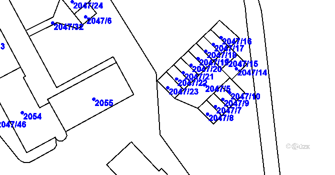 Parcela st. 2047/23 v KÚ Horní Litvínov, Katastrální mapa