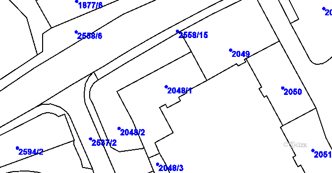 Parcela st. 2048/1 v KÚ Horní Litvínov, Katastrální mapa