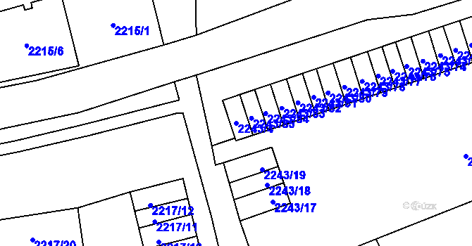 Parcela st. 2243/4 v KÚ Horní Litvínov, Katastrální mapa