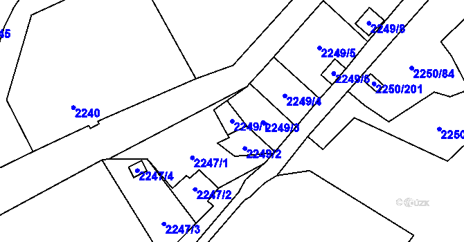 Parcela st. 2249/1 v KÚ Horní Litvínov, Katastrální mapa