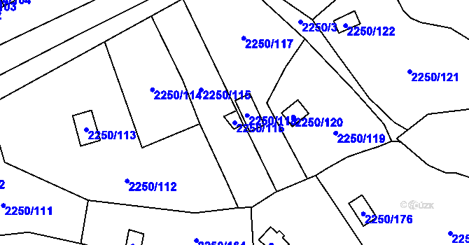 Parcela st. 2250/116 v KÚ Horní Litvínov, Katastrální mapa