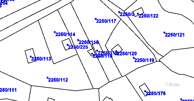 Parcela st. 2250/118 v KÚ Horní Litvínov, Katastrální mapa