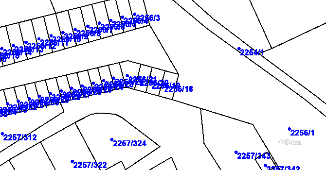 Parcela st. 2256/18 v KÚ Horní Litvínov, Katastrální mapa