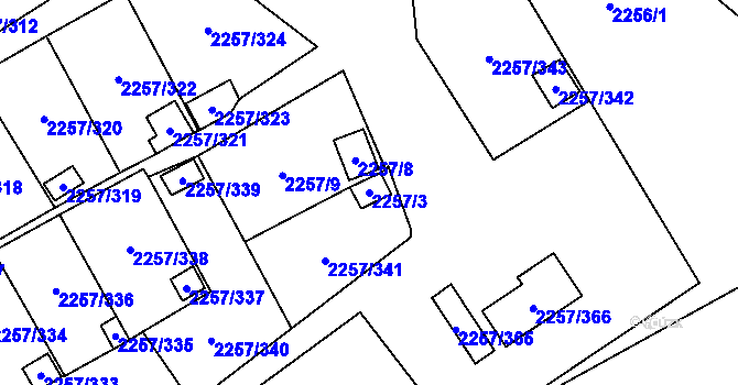 Parcela st. 2257/3 v KÚ Horní Litvínov, Katastrální mapa