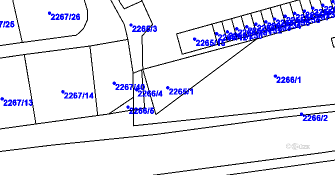 Parcela st. 2265/1 v KÚ Horní Litvínov, Katastrální mapa