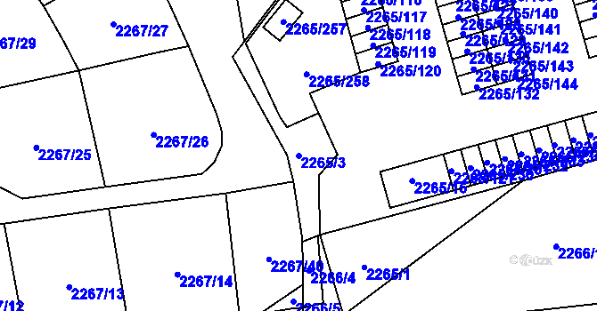 Parcela st. 2265/3 v KÚ Horní Litvínov, Katastrální mapa