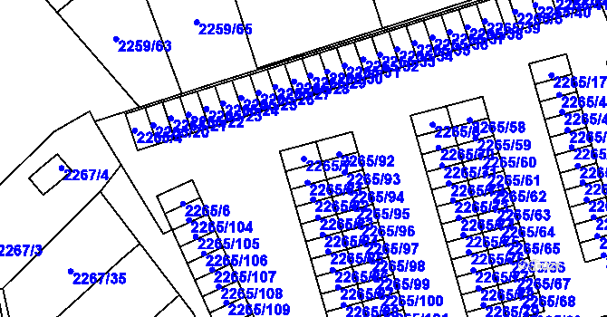 Parcela st. 2265/7 v KÚ Horní Litvínov, Katastrální mapa