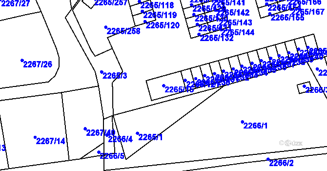 Parcela st. 2265/15 v KÚ Horní Litvínov, Katastrální mapa
