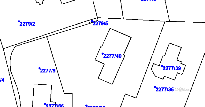 Parcela st. 2277/40 v KÚ Horní Litvínov, Katastrální mapa