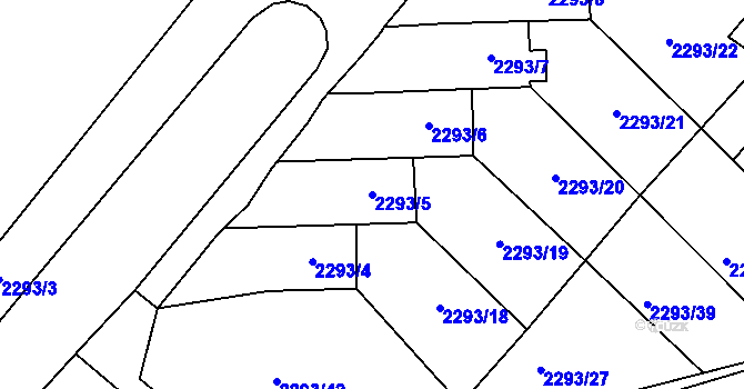 Parcela st. 2293/5 v KÚ Horní Litvínov, Katastrální mapa