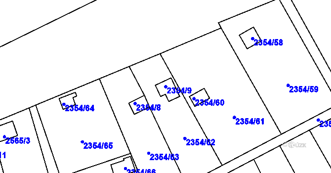 Parcela st. 2354/9 v KÚ Horní Litvínov, Katastrální mapa