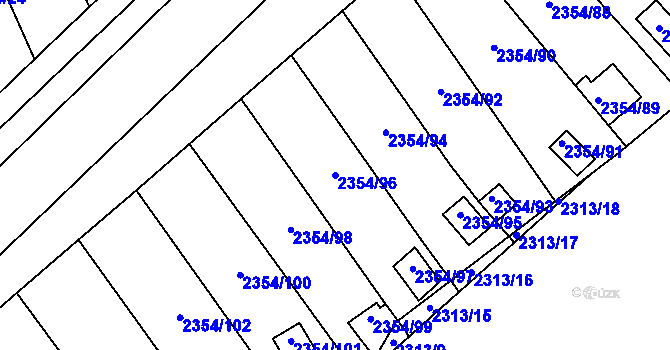 Parcela st. 2354/96 v KÚ Horní Litvínov, Katastrální mapa