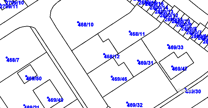 Parcela st. 468/12 v KÚ Horní Litvínov, Katastrální mapa
