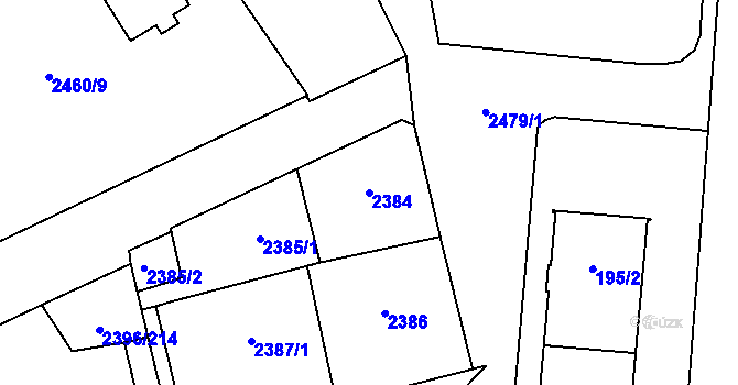 Parcela st. 2384 v KÚ Horní Litvínov, Katastrální mapa