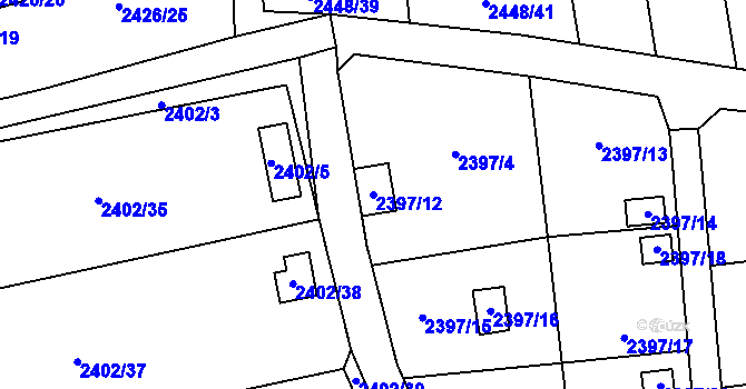 Parcela st. 2397/12 v KÚ Horní Litvínov, Katastrální mapa