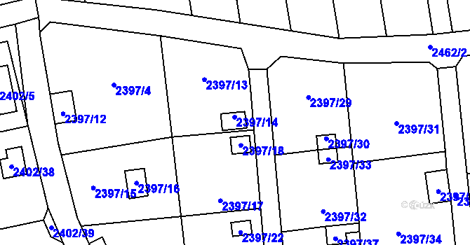 Parcela st. 2397/14 v KÚ Horní Litvínov, Katastrální mapa