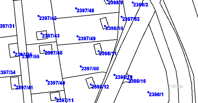 Parcela st. 2398/11 v KÚ Horní Litvínov, Katastrální mapa