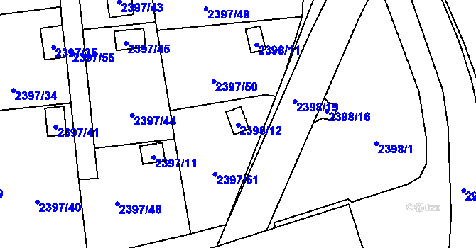 Parcela st. 2398/12 v KÚ Horní Litvínov, Katastrální mapa
