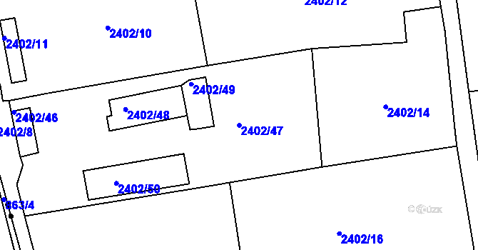 Parcela st. 2402/47 v KÚ Horní Litvínov, Katastrální mapa