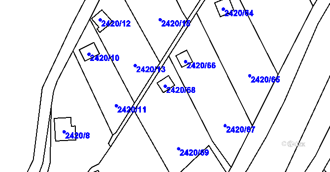 Parcela st. 2420/68 v KÚ Horní Litvínov, Katastrální mapa