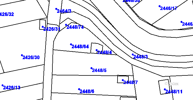 Parcela st. 2448/4 v KÚ Horní Litvínov, Katastrální mapa
