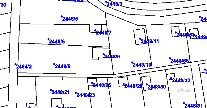 Parcela st. 2448/9 v KÚ Horní Litvínov, Katastrální mapa