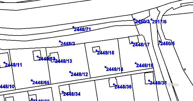 Parcela st. 2448/15 v KÚ Horní Litvínov, Katastrální mapa
