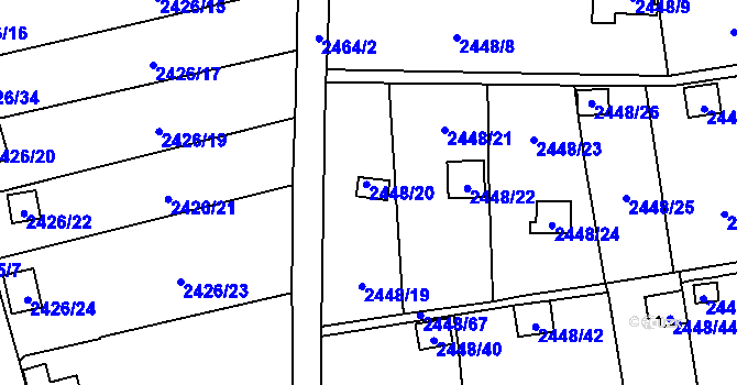 Parcela st. 2448/20 v KÚ Horní Litvínov, Katastrální mapa