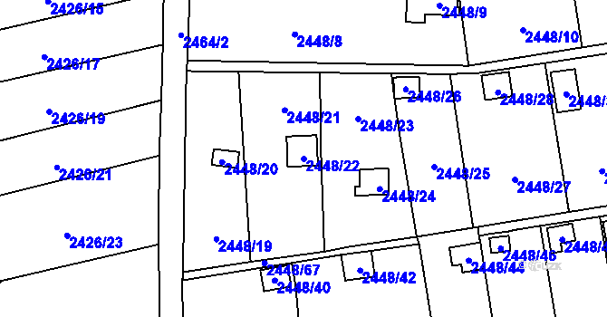 Parcela st. 2448/22 v KÚ Horní Litvínov, Katastrální mapa