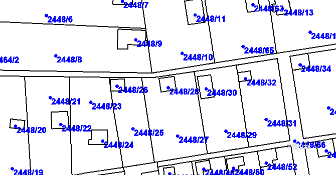 Parcela st. 2448/28 v KÚ Horní Litvínov, Katastrální mapa