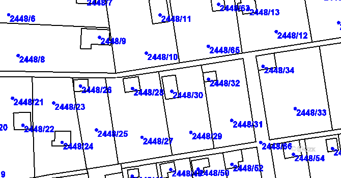Parcela st. 2448/30 v KÚ Horní Litvínov, Katastrální mapa