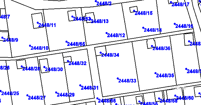 Parcela st. 2448/34 v KÚ Horní Litvínov, Katastrální mapa