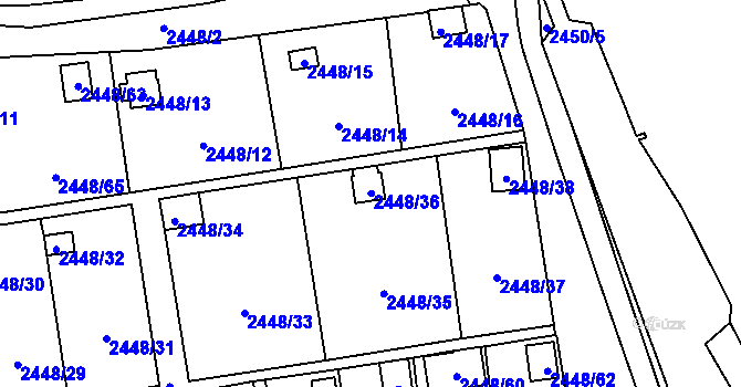 Parcela st. 2448/36 v KÚ Horní Litvínov, Katastrální mapa