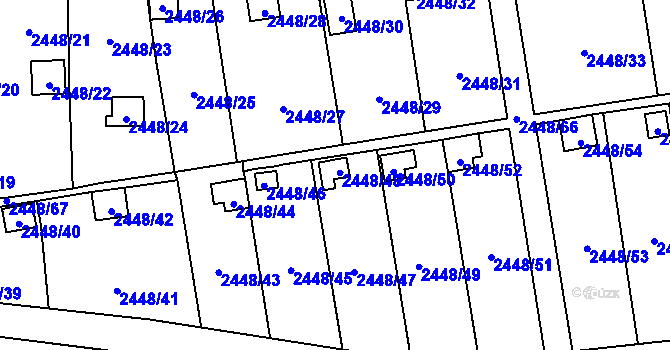 Parcela st. 2448/48 v KÚ Horní Litvínov, Katastrální mapa