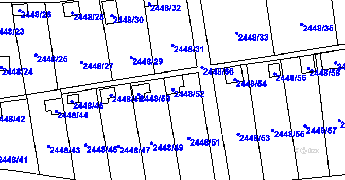 Parcela st. 2448/52 v KÚ Horní Litvínov, Katastrální mapa
