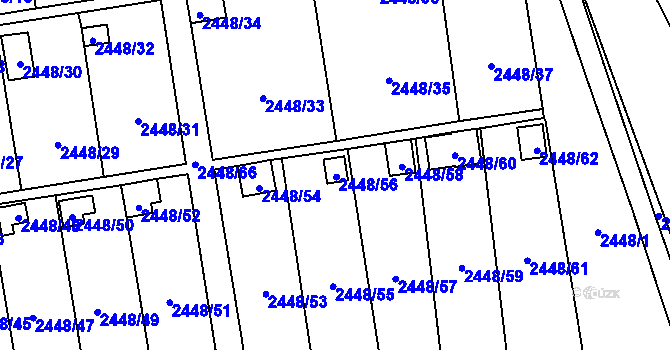 Parcela st. 2448/56 v KÚ Horní Litvínov, Katastrální mapa