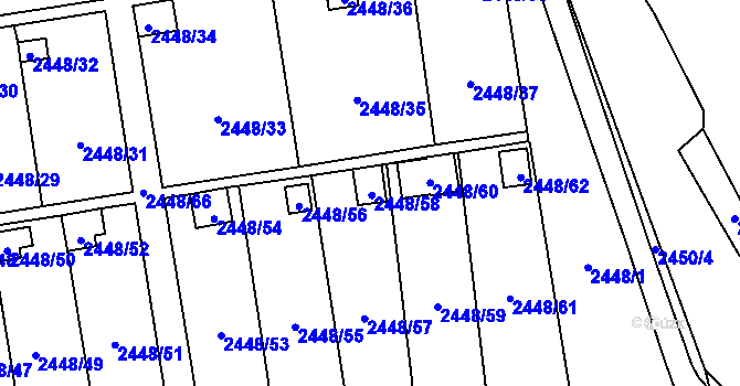 Parcela st. 2448/58 v KÚ Horní Litvínov, Katastrální mapa