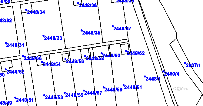 Parcela st. 2448/60 v KÚ Horní Litvínov, Katastrální mapa