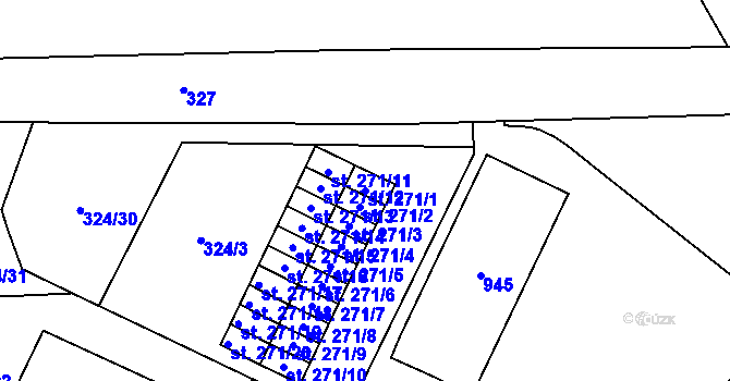 Parcela st. 271/1 v KÚ Dolní Litvínov, Katastrální mapa