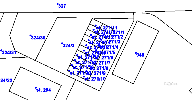 Parcela st. 271/5 v KÚ Dolní Litvínov, Katastrální mapa